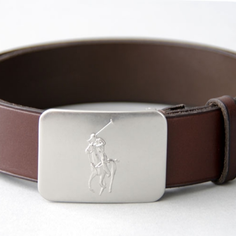 Brown Polo Belt with Silver Belt Buckle